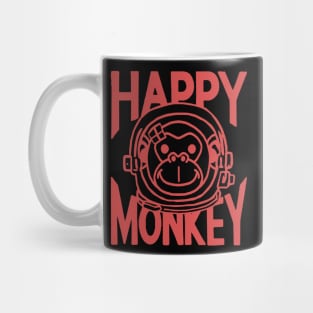 A Space Monkey Is A Happy Monkey Retro Red Mug